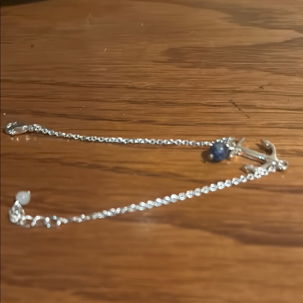Silver Anchor Bracelet with Blue Accent